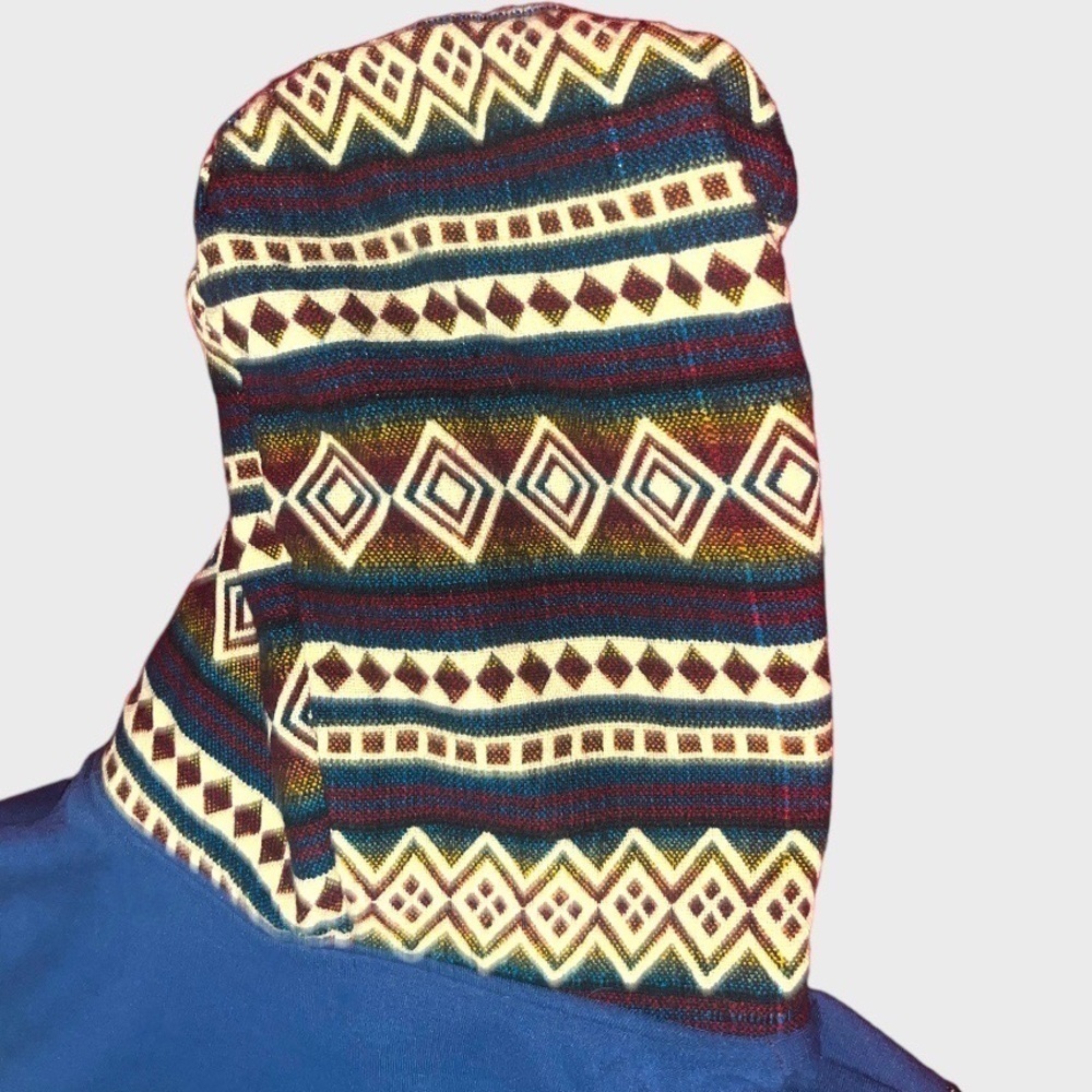Aztec Hoodie Wool Colorful Vintage Woven - Picture 6 of 7